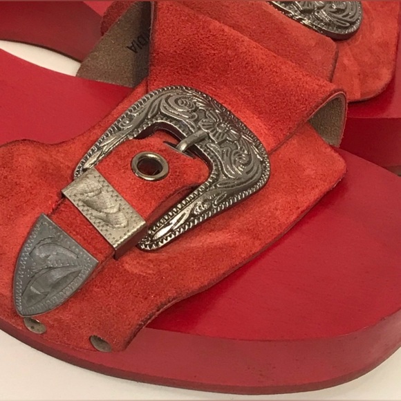 Free people Red Wood Westtown Slides Clogs 39 - Picture 4 of 12